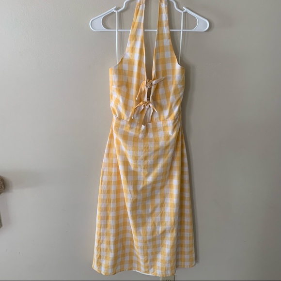 Sugarlips halter midi dress gingham yellow size small - Picture 4 of 12